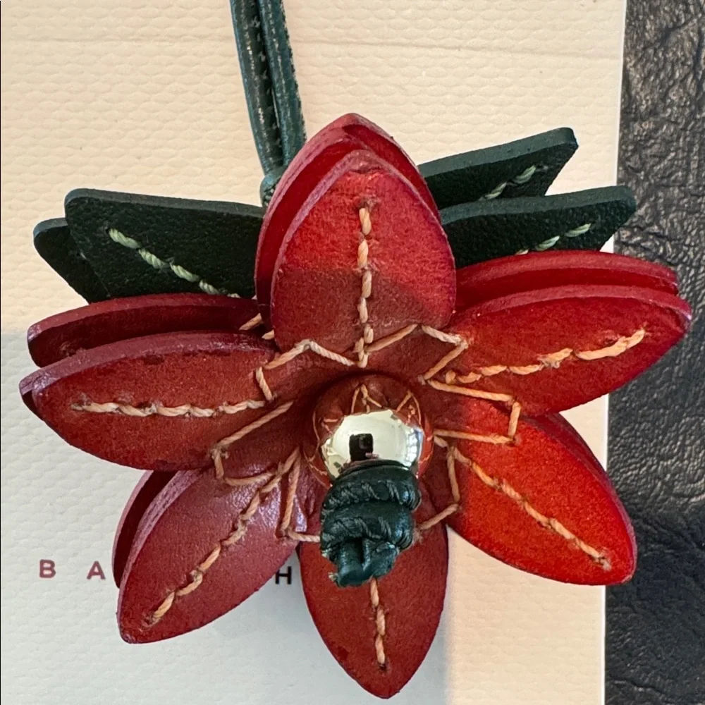 Camila Coelho Red Leather Flower Pendant with Green Cord - Picture 6 of 6